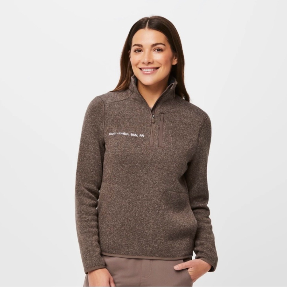 NWT Figs women’s charcoal gray half zip on shift sweater - Picture 7 of 8